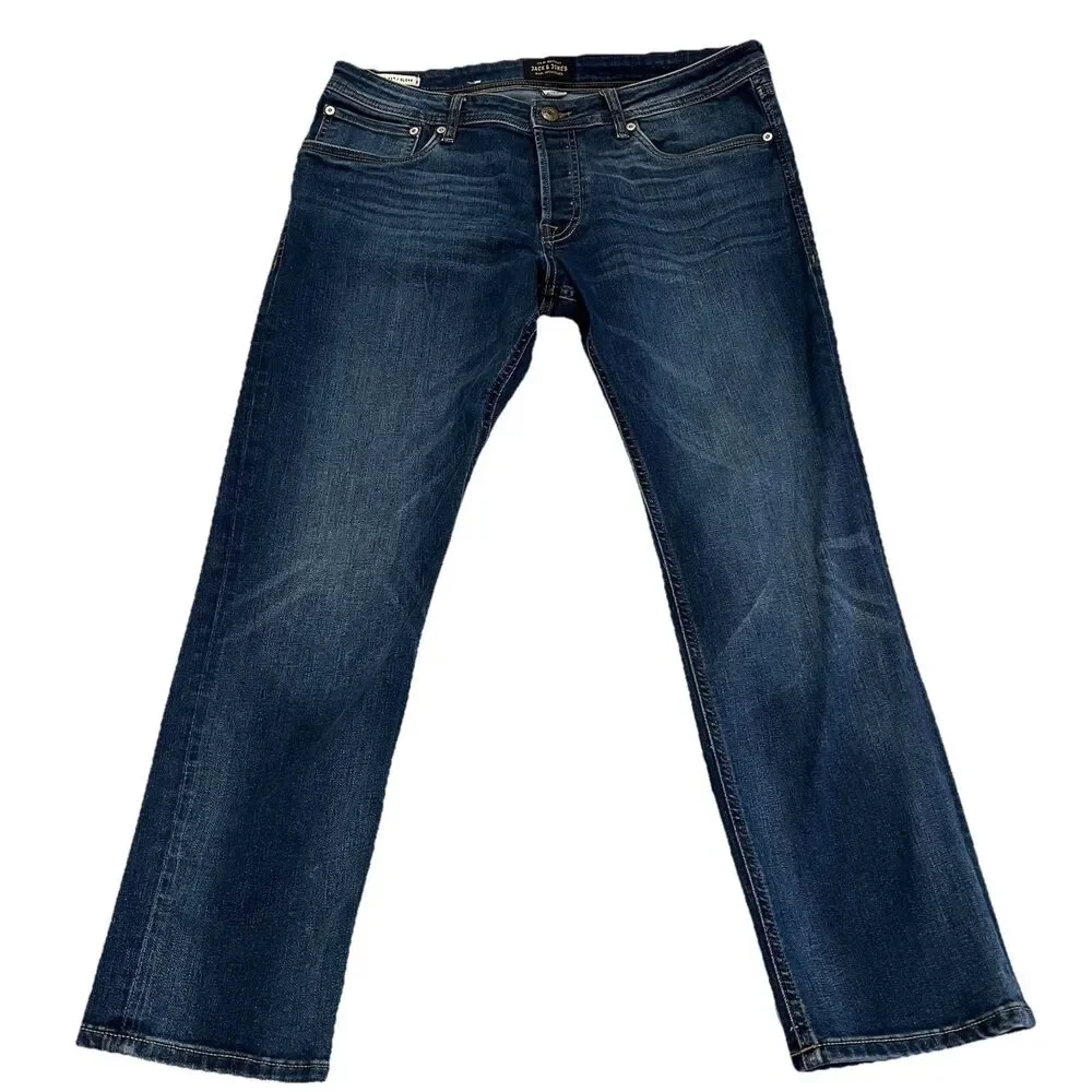 Jack & Jones Jeans Denim Slim Fit Glenn Men’s Button Fly Dark Wash 36x30 Stretch